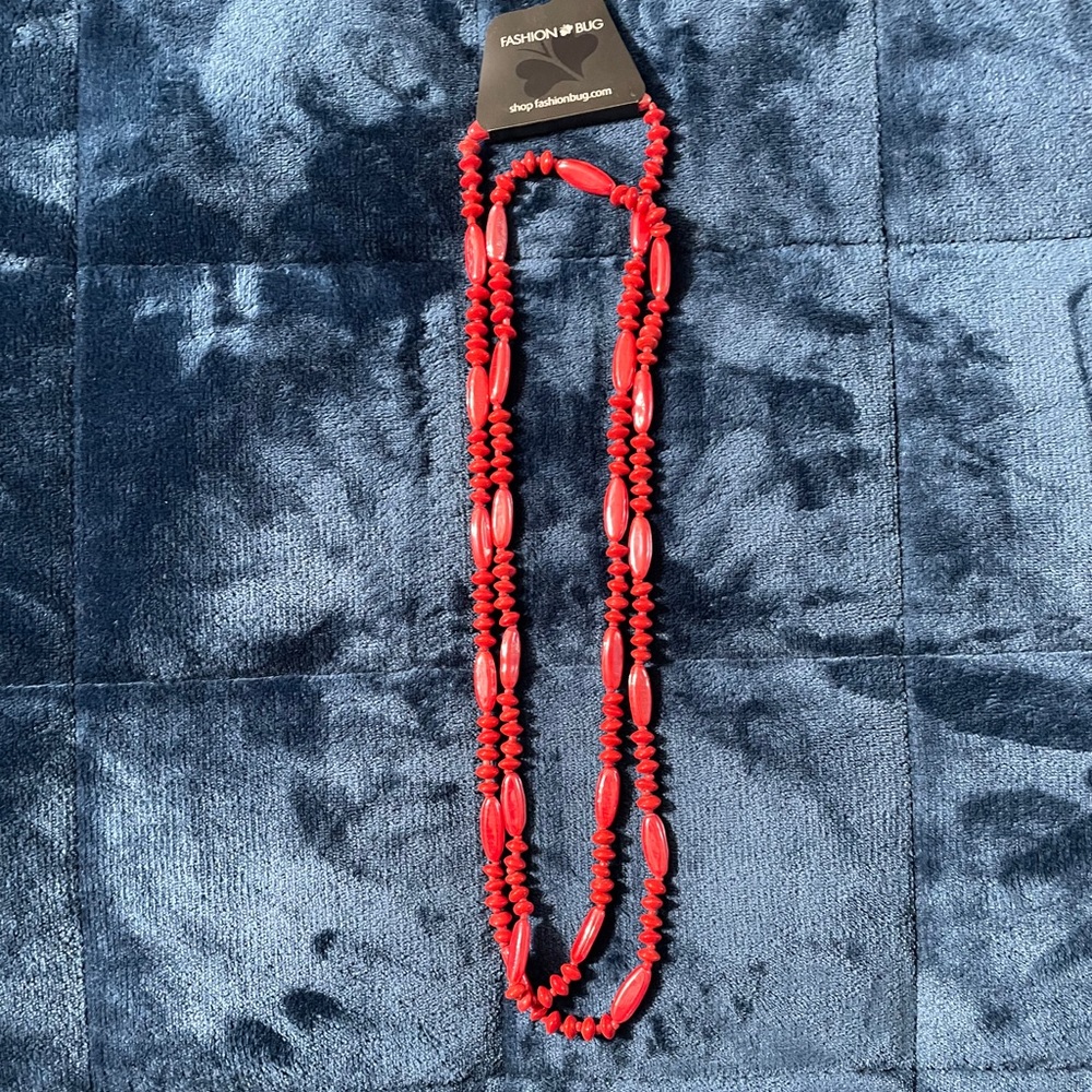 Red Stone Beaded Layering Necklace 301